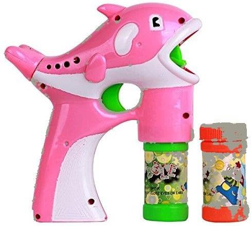 Thousands of Bubbles with Lights &amp; Sound Dolphin Bubble Gun!! Best Gift for Kids, Party Bubble Machine Fun &amp; Great for Outdoor Play! 2 Bottles Bubble Solution Inc. Colors Vary