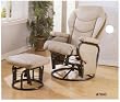 BONE LEATHERETTE CUSHION GLIDER ROCKER W. ROUNDS BASE