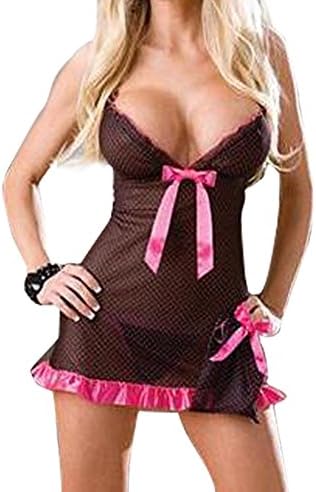Passionatelove Women¡¯s Screen Cloth Backless Sexy Bow Nightwear Babydoll T-Back