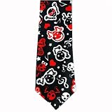JAMMING SKELETONS ON BLACK WHITE RED MENS NECK TIE