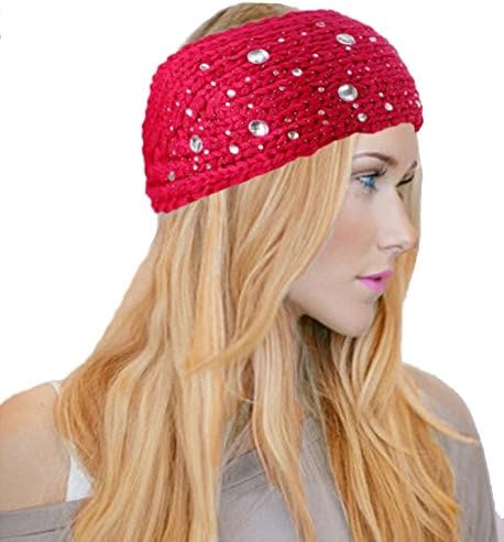 NY Deal Knit Winter Headband Ear Warmer With Rhinestone, Various Colors Available
