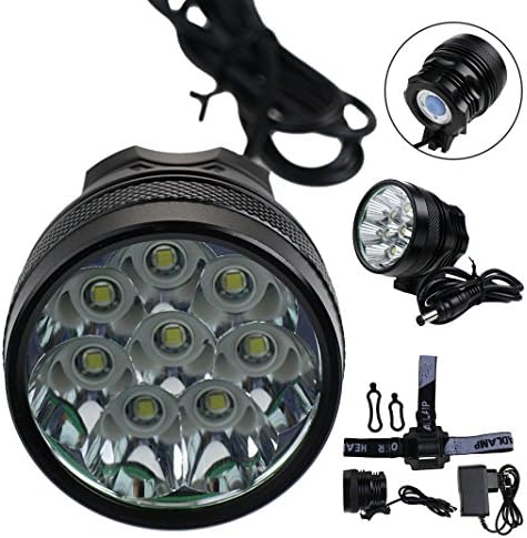 HappyJacky 8 XM-L T6 LED Super Lamp Bike Head Lights 12000 Lumens Lighting with 3 Models Outdoor Light Recargable for Hiking, Camping, Hunting, Bike Bicycle Lights Front Lights