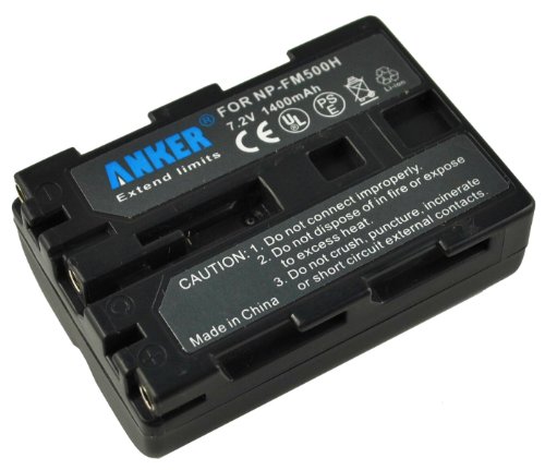 Anker 1400mAh NP-FM500H / NPFM500H Rechargeable Li-ion Battery for Sony DSLR-A55 A65 A77 A100 A200 A300 A350 A500 A550 A560 A580 A700 A850 A900 and Alpha SLT-A57 A65 A65V A77 A77V (Sony NP-FM500H Replacement) Digital SLR Camera - Grey