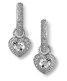 Heart-Shaped Pave Diamond and White Topaz Earring Charms in white gold