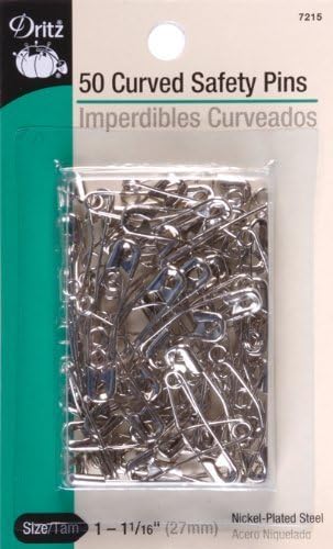 Dritz 50-Piece Curved Safety Pins, Size 1, Nickel Finish by Prym Consumer USA