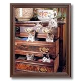 Kitty Cat Kittens Playing Kids Room Animal Home Decor Wall Picture Cherry Framed Art Print