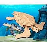 Puzzled Green Turtle 3D Natural Wood Puzzle