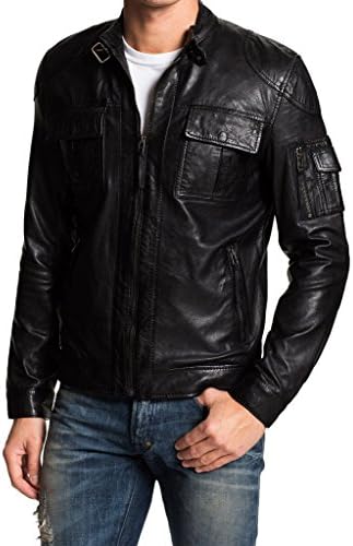 New Mens Biker Geniune Cow Leather Jacket LTC259 - XXS