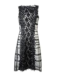 Cocktail Plaid Print Cotton/Nylon/Polyester Sleeveless Mesh Lace Embroidered Square Neck  Dress