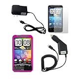 SKQUE Premium Pink Hard Rubberized case with Clear Crystal Screen Protector ....