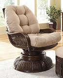 Hospitality Rattan Legacy Rattan & Wicker Swivel Rocker with Cushion - Antique