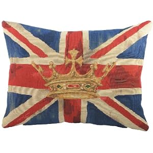 Union Jack Blue Crown Tapestry Cushion by Evans Lichfield