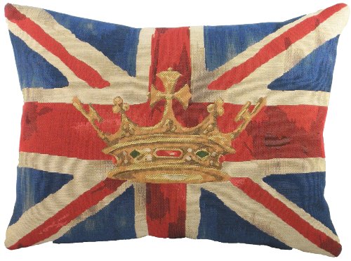 Evans Lichfield Union Jack Blue Crown Tapestry Cushion, 18 x 13 Inch, Polyester Fibre Filled