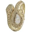 Geneva Women's Platinum Coiled Snake Rhinestone Cuff Watch