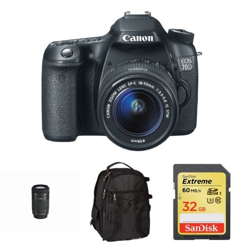 Canon EOS 70D with 18-55mm STM and 55-250mm STM Lens and Free Accessories
