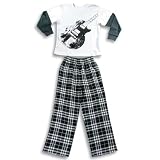 Wes & Willy - Boys Long Sleeve Guitar Pajamas, Black, White