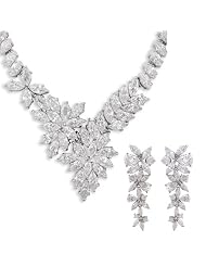 Jankuo Jewelry Silver Tone Fancy Prom and Bridal Floral Cubic Zirconia Cz... by 