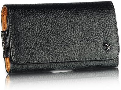 VMG For Samsung Galaxy S4 Mini GT-I9190 Cell Phone Leather Holster Belt Clip Case Cover - Black Horizontal Nappa Design