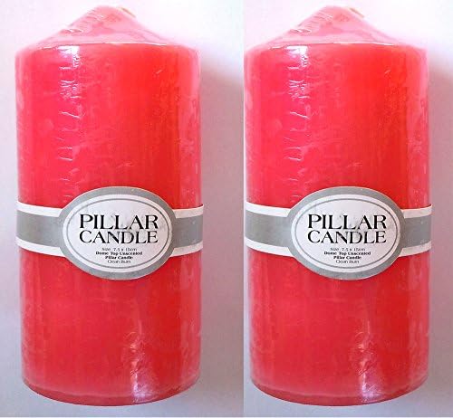 2 Pack of 3"x6" Dome Top Unscented Pillar Candles NY Candle Co. - 6 Colors to Chose from (Dark Pink)