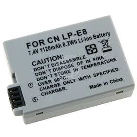 LPE8 LP-E8 Compatible Li-Ion Battery Pack for Canon EOS 550D / Rebel T2i / Kiss X4