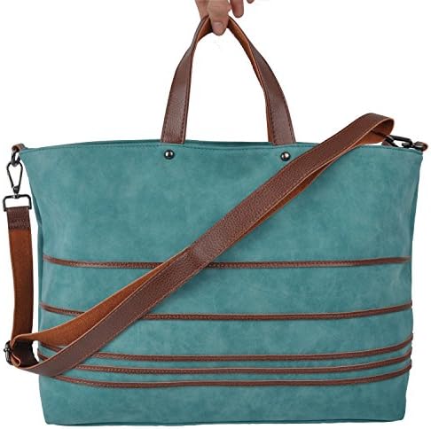 ROPPER Women's Fashion Leather Top-Handle Laptop Shoulder bag handbag Tote (Blue)
