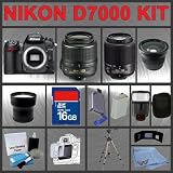 Nikon D7000 SLR 16.2MP Digital Camera with 18-55mm VR Lens and 55-200mm DX Lens + Huge Accessories Package Including Wide Angle Macro Lens + Telephoto Lens + 16gb SDHC Memory Card + Hi-Speed SD Card Reader + Digital Flash + Extended Life Battery + Tripod + LCD Lens Cleaner Kit + LCD Screen Protectors + Memory Card Wallet + Carrying Case + Cleaning Cloth