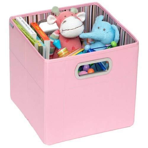 JJ Cole Collections Storage Box, Pink Stripe, 11