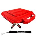 Coby TF-DVD18503 8.5-Inch Widescreen TFT Portable DVD/CD/MP3 Player Unique Cases Kroo Cube Carrying Cover Nylon Briefcase Red with Side Pocket also includes a 4-inch Determination Hand Strap