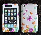 Butterfly White Rainbow Plastic Hardshell Case for iPhone 3g 3gs Front and Back Case Cover