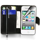 from SUPERGETS Supergets Quality Apple Iphone 4 / 4S Premium Black Wallet Case Cover Includes Screen Protector , Touch Screen Stylus And Polishing Cloth