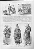 Street Sketches Tokio Japan 1890 Antique Print