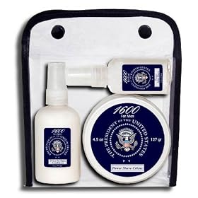 1600 for Men Exclusive Men's Toiletries with the Presidential Seal of the United States: Power Shave Kit on the Go Gift Set - Power Pre-Shave Conditioner, Shave Creme & Aftershave Mist