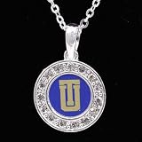 Tulsa Golden Hurricane Ladies Silver Round Crystal Necklace