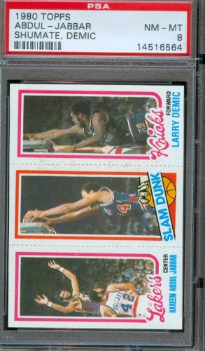 1980 Topps Kareem Abdul Jabbar Basketball Card Los Angeles Lakers #135, 167, 235 PSA 8 NM-MT