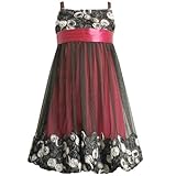 IMAGE OF Size-12 BNJ-0759B FUCHSIA-PINK BONAZ ROSETTE BUBBLE MESH Special Occasion Wedding Flower Girl Party Dress,B40759 Bonnie Jean TWEEN GIRLS