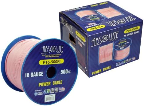 Absolute USA P16-500PI 16 Gauge 500-Feet Spool Primary Power Wire Cable (Pink)