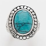 Silver-Tone Turquoise Ring