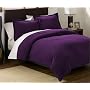7 Pieces Solid Purple Micro Suede Duvet Comforter Cover Set King Size