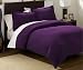 7 Pieces Solid Purple Micro Suede Duvet Comforter Cover Set Queen Size