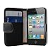 Nuovo Qualità Nero Cuoio Portafoglio Custodia Per Apple iPhone 4S Siri 4S 4th Generazione Con Libero Schermo Pellicola Protezione Da Yousave