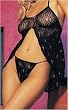 Plus Size Black/Gold Lurex Swirl Babydoll w/ Matching G-String