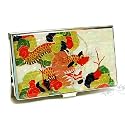 Mother of Pearl MOP Red Dragon Ball Design Name Business Credit Id Card Case Holder Metal Stainless Steel Engraved Slim Purse Pocket Money Wallet
