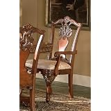 Set of 2 Renaissance Collection Cherry Finish Hardwood Dining Arm Chairs by visiondecor Furniture