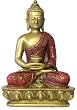Sm. Nepali Buddha, Meditation pose, 5.5"H, red & gold finish