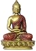 Sm. Nepali Buddha, Meditation pose, 5.5"H, red & gold finish
