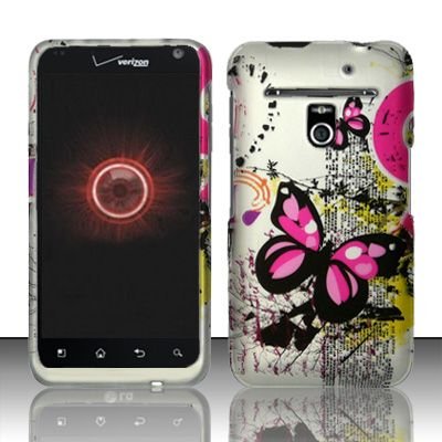LG Revolution 4G VS910 Esteem MS910 (Verizon MetroPCS) Rubberized Design Case Cover Protector - Butterfly (free ESD Shield Bag, Ship in Carton Box)