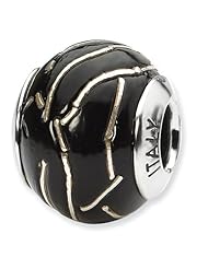 Sterling Silver Black/Silver Italian Murano Charm Bead Fits Pandora Chamilia Biagi Bracelet