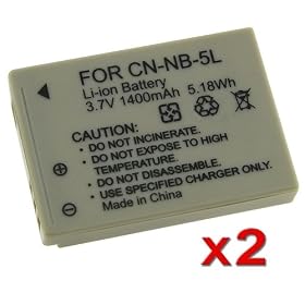 eForCity 2 NB-5L NB5L Battery for Canon PowerShot SD990 SD880 IS