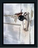 Wren On Doorknob Shabby Cottage Decor Art Print Framed