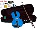 Merano 4/4 Full Size Blue Violin with Case and Bow+Extra Set of String, Extra Bridge, Shoulder Rest, Rosin, Metro Tuner, Music Stand, Mute